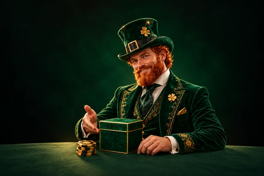 Patrick Spins character in emerald and gold