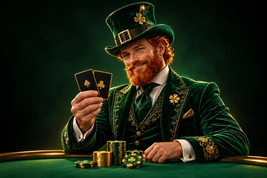 Patrick Spins character in emerald and gold