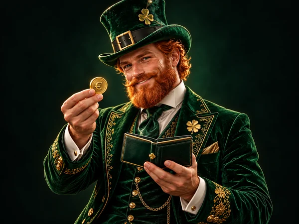 Patrick Spins character in emerald and gold