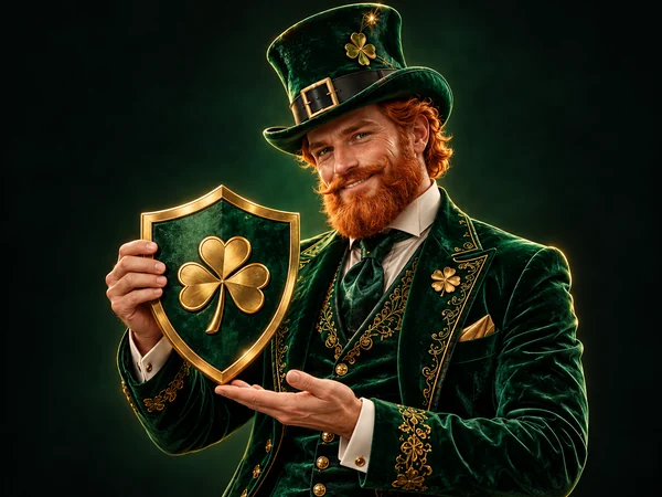 Patrick Spins character in emerald and gold