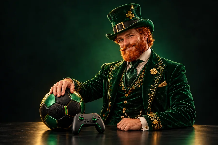 Patrick Spins character in emerald and gold